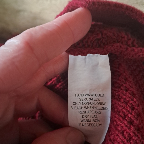 Jeanne Pierre Cranberry Red Crewneck Chunky Knit Cotton Sweater Size Medium - Picture 7 of 7